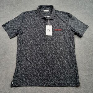 Fore Fathers Polo Shirt Men Medium Golf Performance SHARP Electron AllOver Print